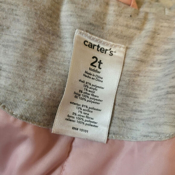 *4/$30* Carter's Zip Up Peacoat 2T - Picture 2 of 2